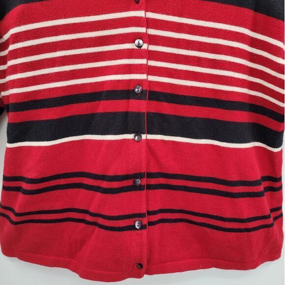 Liz Claiborne Striped 2‎ Piece Preppy Button Up Twin Set Cardigan Tank Sweater - Picture 11 of 16
